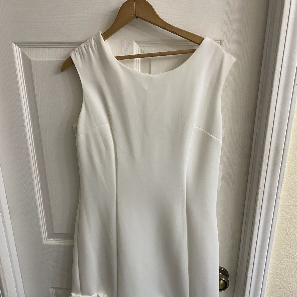 Donna Ricco New York White Ruffle-Hem Dress – Size 12